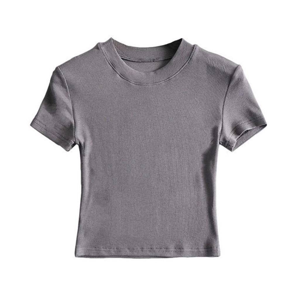 Stylish Women Summer Slim Fit Short Sleeve T Shirt Crop Top for Casual Outfits - Picture 47 of 51