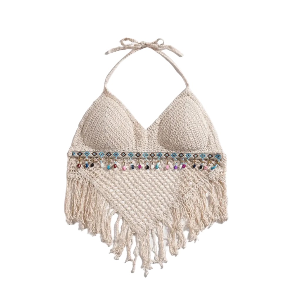 Lightweight Knitted Beach Camisoles for Women Bohemian Style with Tassels - Picture 42 of 50