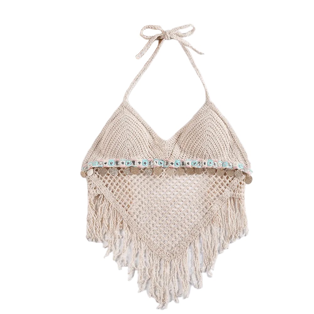 Lightweight Knitted Beach Camisoles for Women Bohemian Style with Tassels - Picture 46 of 50