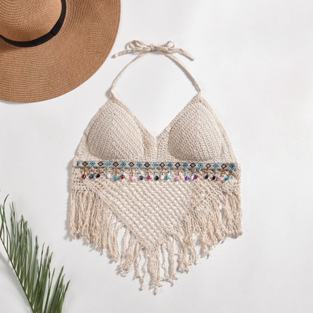 Lightweight Knitted Beach Camisoles for Women Bohemian Style with Tassels - Picture 41 of 50