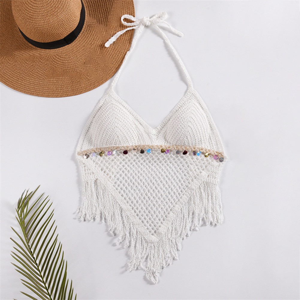 Lightweight Knitted Beach Camisoles for Women Bohemian Style with Tassels - Picture 47 of 50