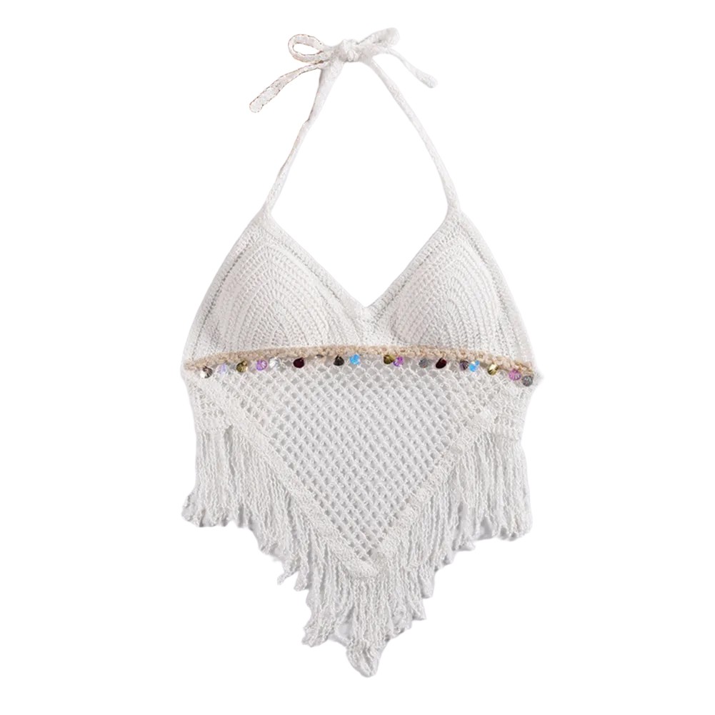Lightweight Knitted Beach Camisoles for Women Bohemian Style with Tassels - Picture 48 of 50