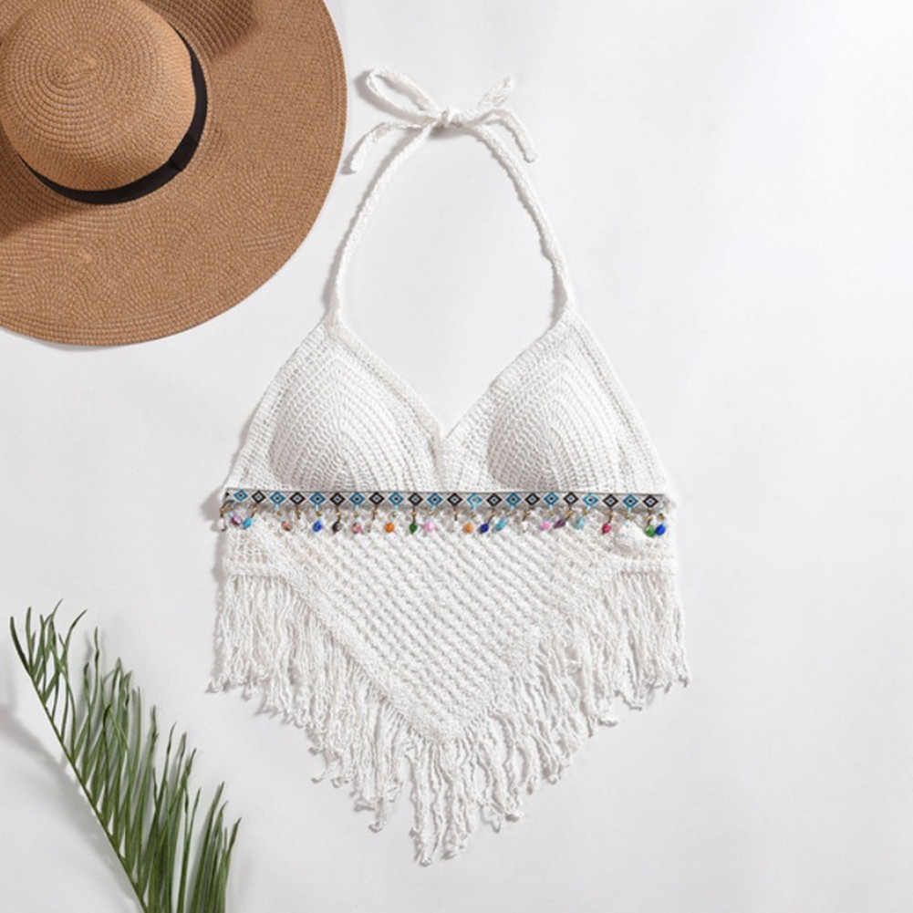 Lightweight Knitted Beach Camisoles for Women Bohemian Style with Tassels - Picture 39 of 50