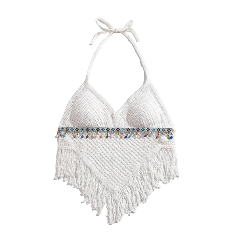 Lightweight Knitted Beach Camisoles for Women Bohemian Style with Tassels - Picture 40 of 50