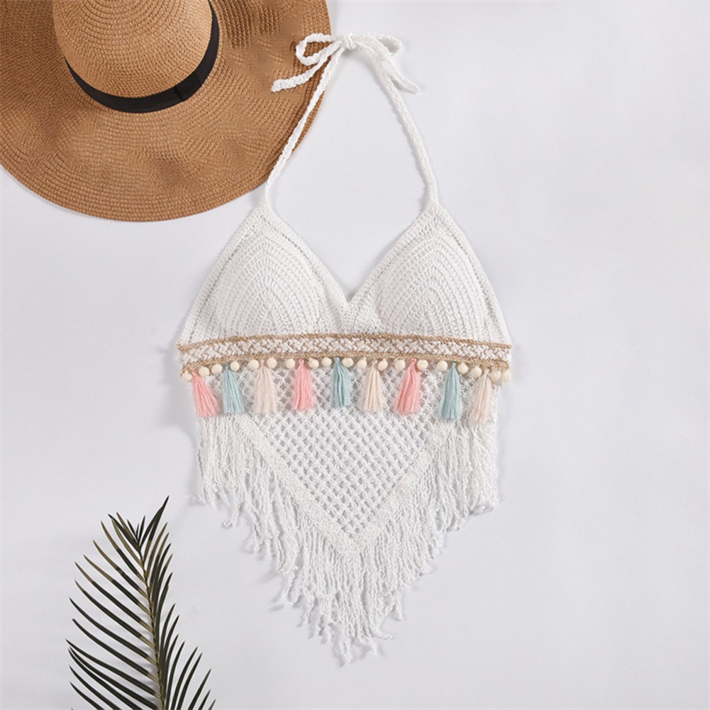 Lightweight Knitted Beach Camisoles for Women Bohemian Style with Tassels - Picture 35 of 50