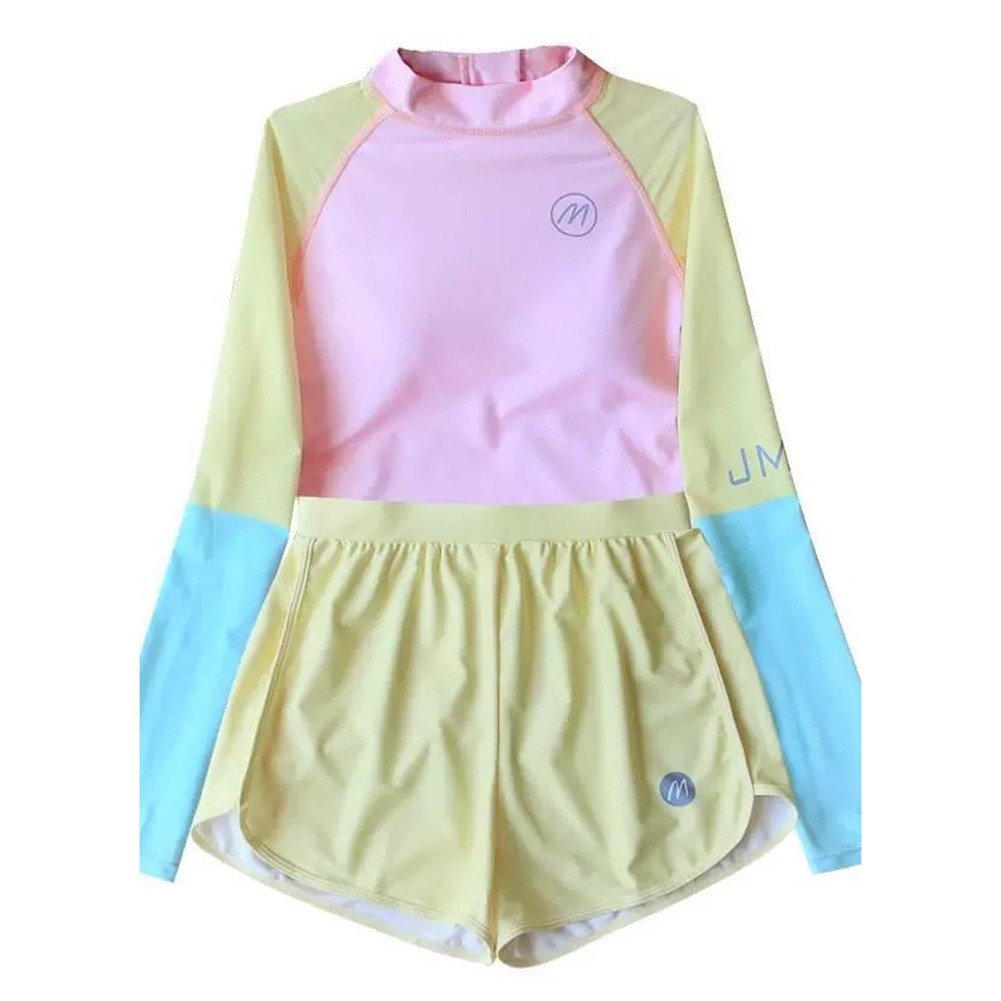 Comfortable 2Pc Long Sleeve Swim Set with Sports Shorts for Active Women - Picture 23 of 56