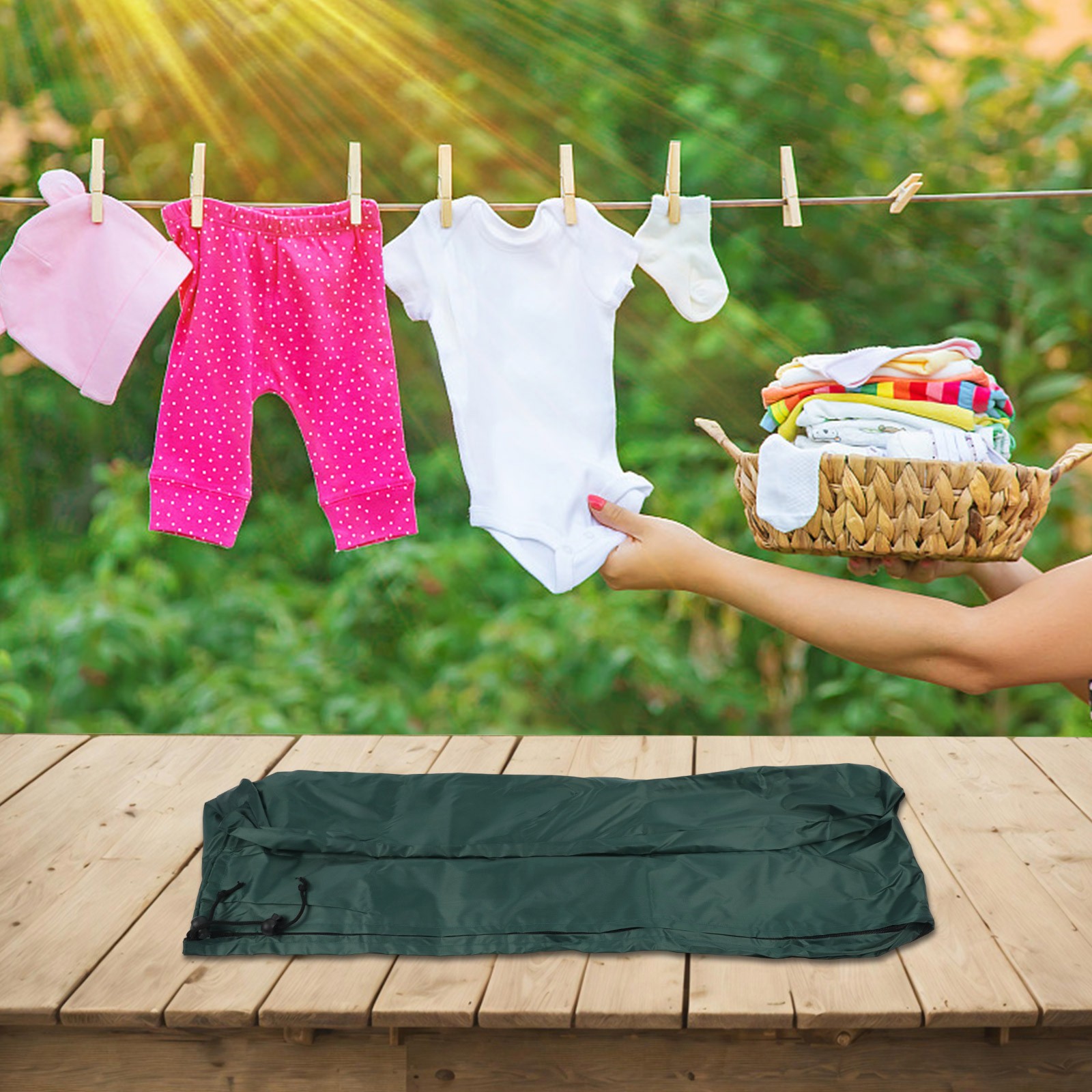 For Yard Clothes Drying Rotary Dryer Cover Adjustable Drawstring Easy To Remove - Picture 13 of 72