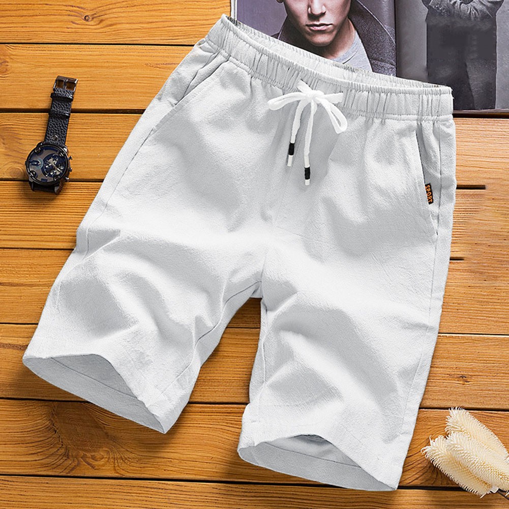 Men's Practical Casual Shorts with Elastic Waist and Pocket for