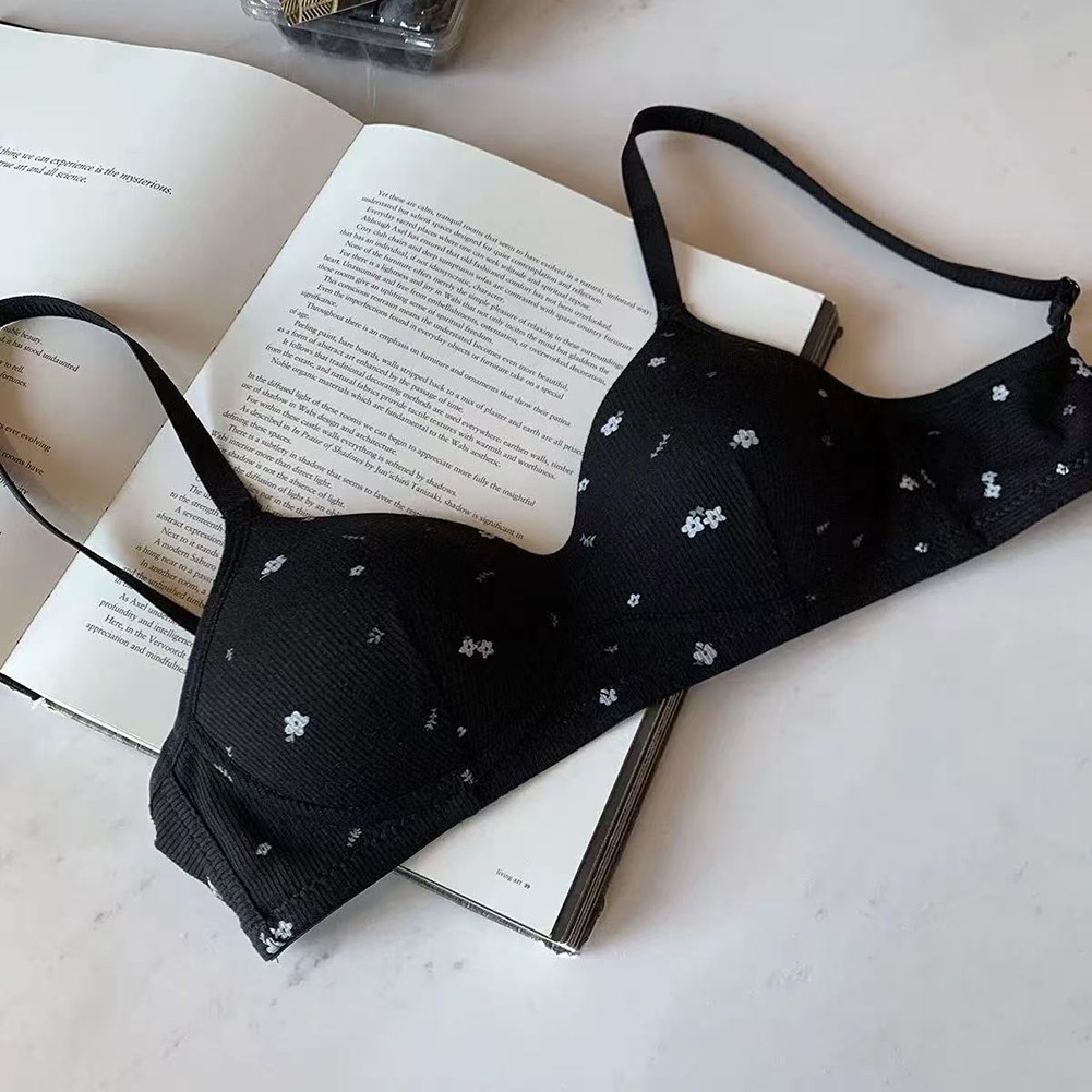 Women Comfortable Thin Bra Floral Thread Breathable Nylon Spandex Fabric - Picture 13 of 16