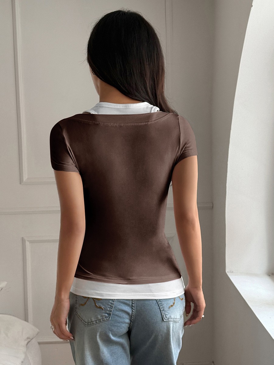 Short-sleeved Top Casual Women Shirt Breathable Material Fashionable Streetwear - Picture 19 of 60