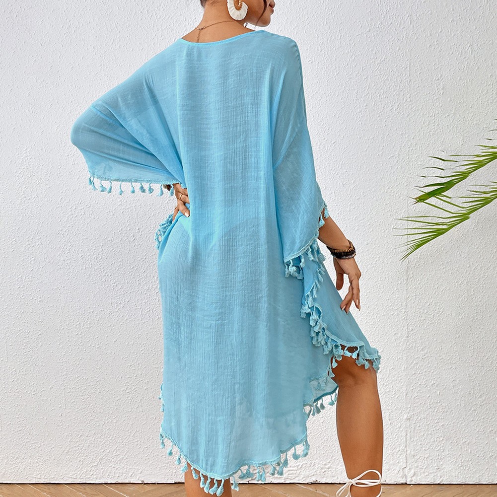 Elasticity Slight Casual Beach Setting Beach Blouse Casual Beach Wear Loose Fit - Picture 21 of 24