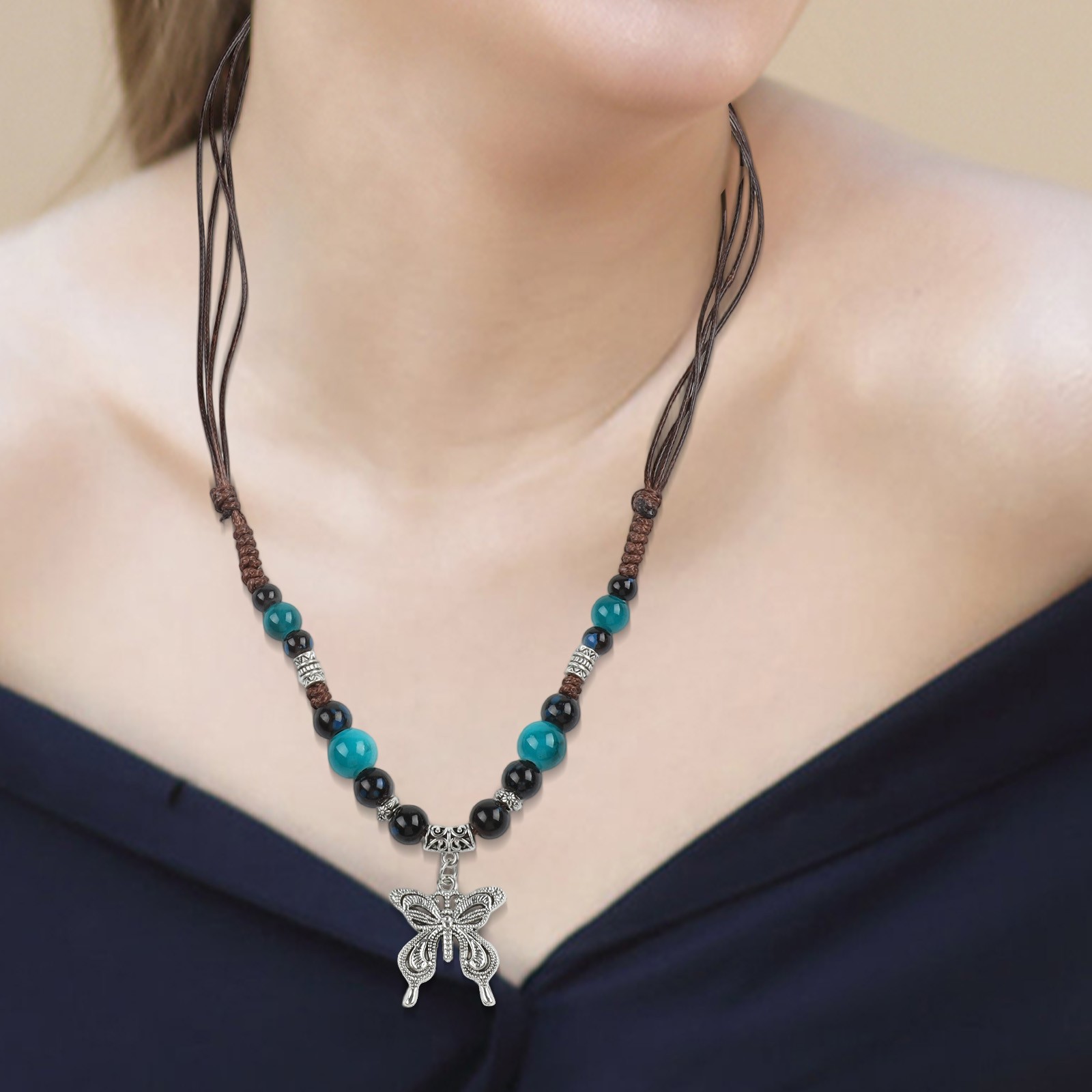 Layered Collarbone Necklace Crafted from Eco Friendly Diatomaceous Earth - Picture 15 of 40