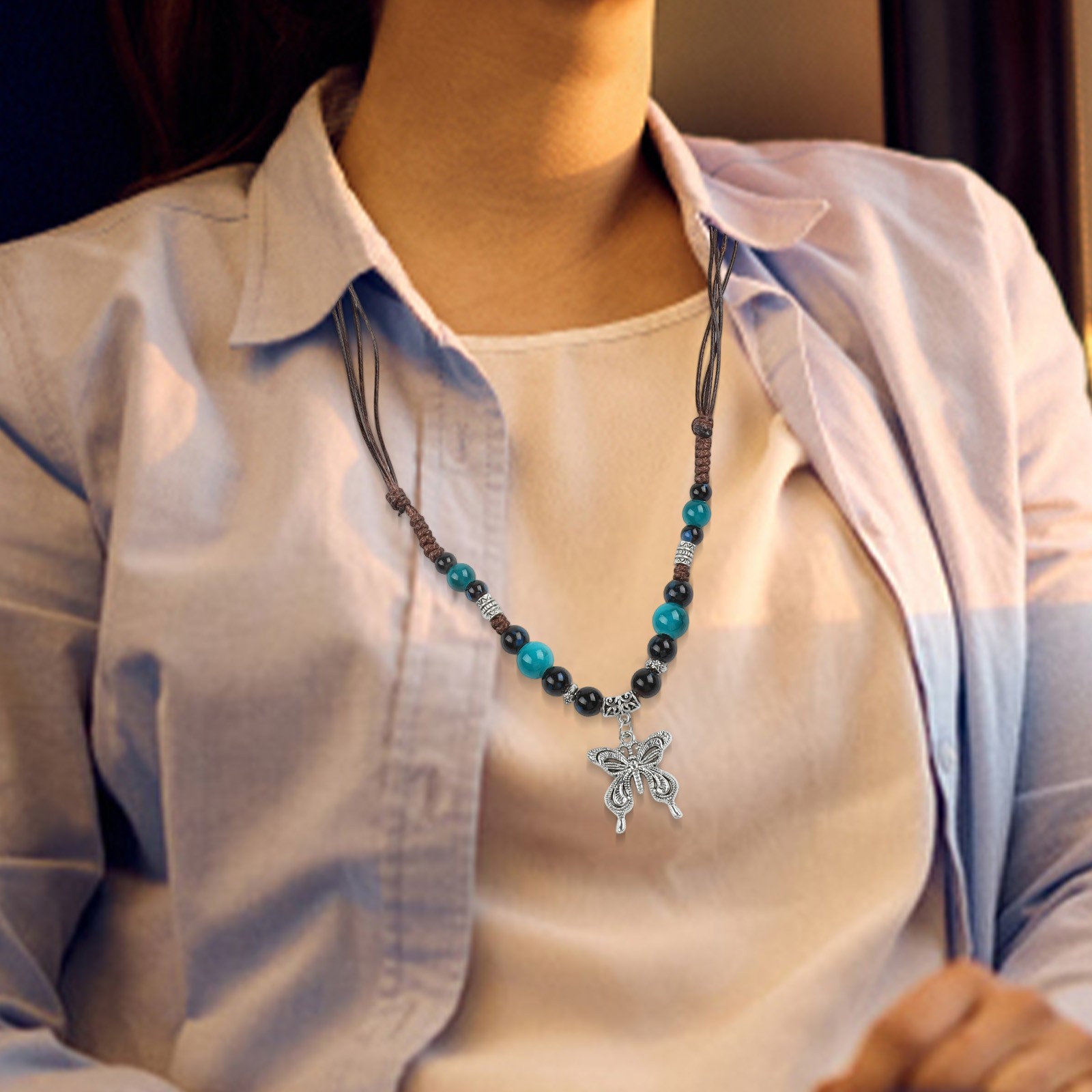 Layered Collarbone Necklace Crafted from Eco Friendly Diatomaceous Earth - Picture 16 of 40