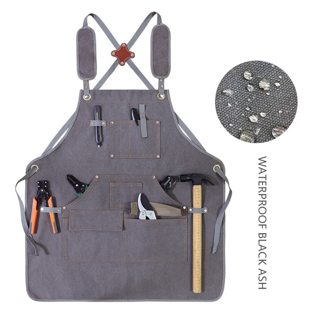 Water Resistant Work Apron with Thick Canvas for Craftsmen and Gardeners