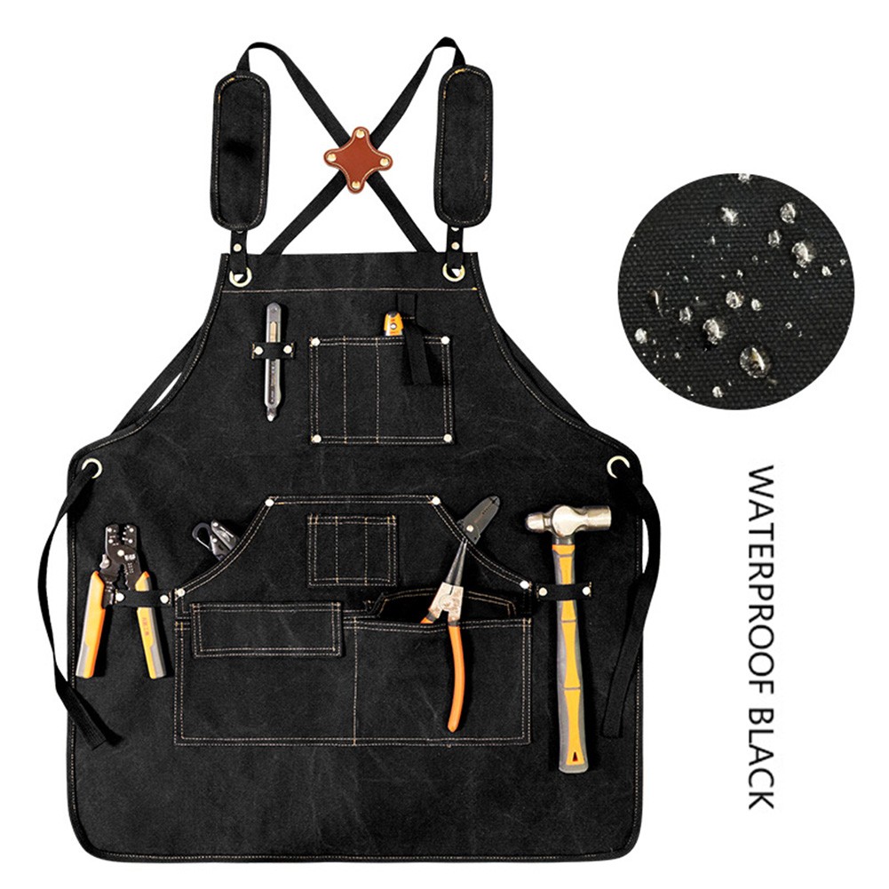 Split Design Wear Resistant Canvas Apron for Woodworking and Gardening