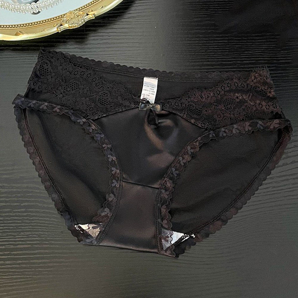 Stylish Satin Lace Briefs for Women Low Rise with Sweetheart Trim for Comfort