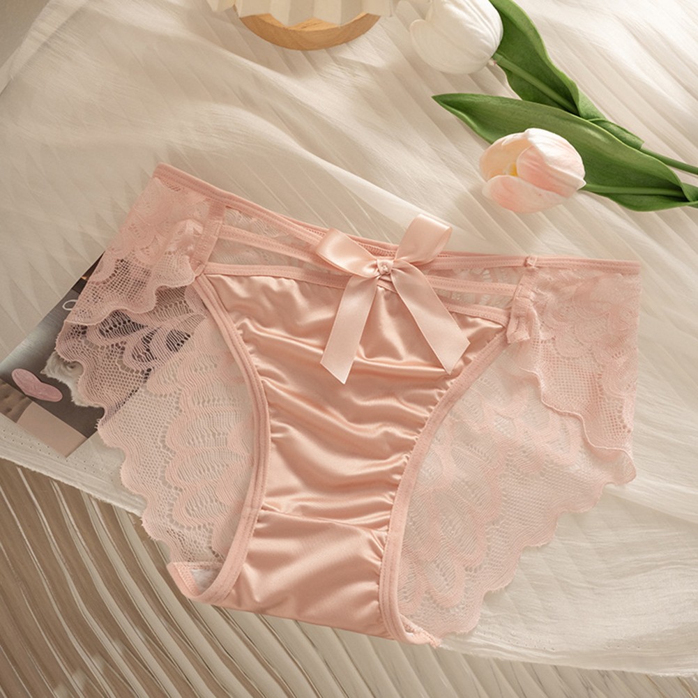 Casual Lace Women’s Underwear with Satin Bow for Comfortable Daily Wear