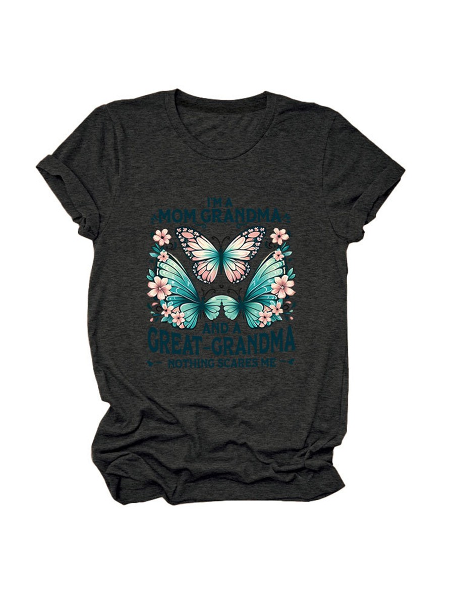 Colorful Women's Cotton TShirt with Butterfly Print for Summer Outings - Picture 81 of 107