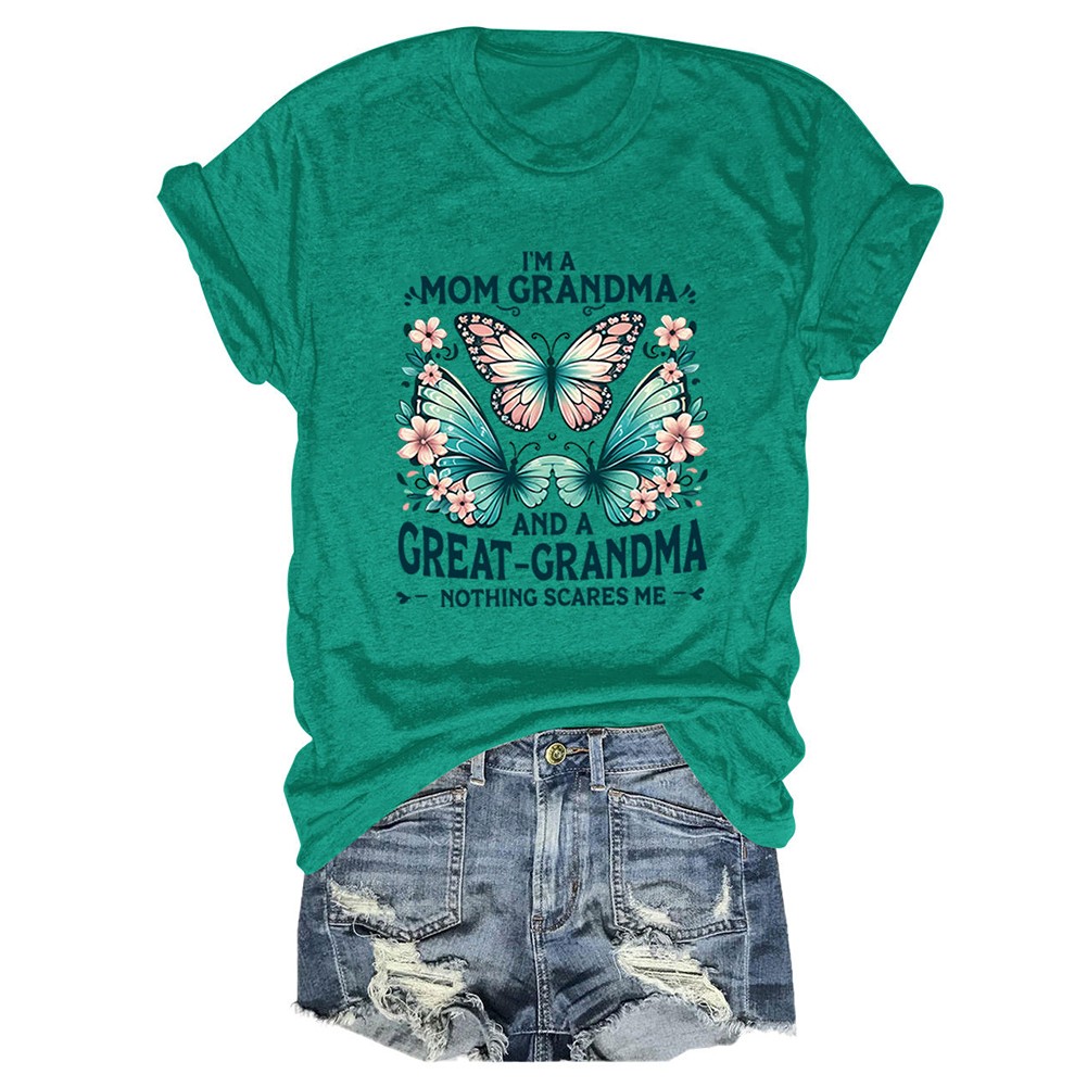 Colorful Women's Cotton TShirt with Butterfly Print for Summer Outings - Picture 87 of 107