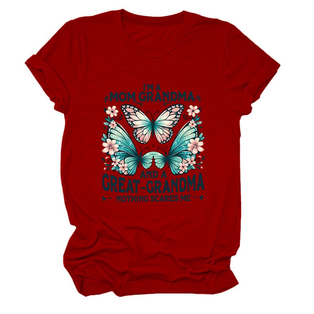 Colorful Women's Cotton TShirt with Butterfly Print for Summer Outings - Picture 96 of 107