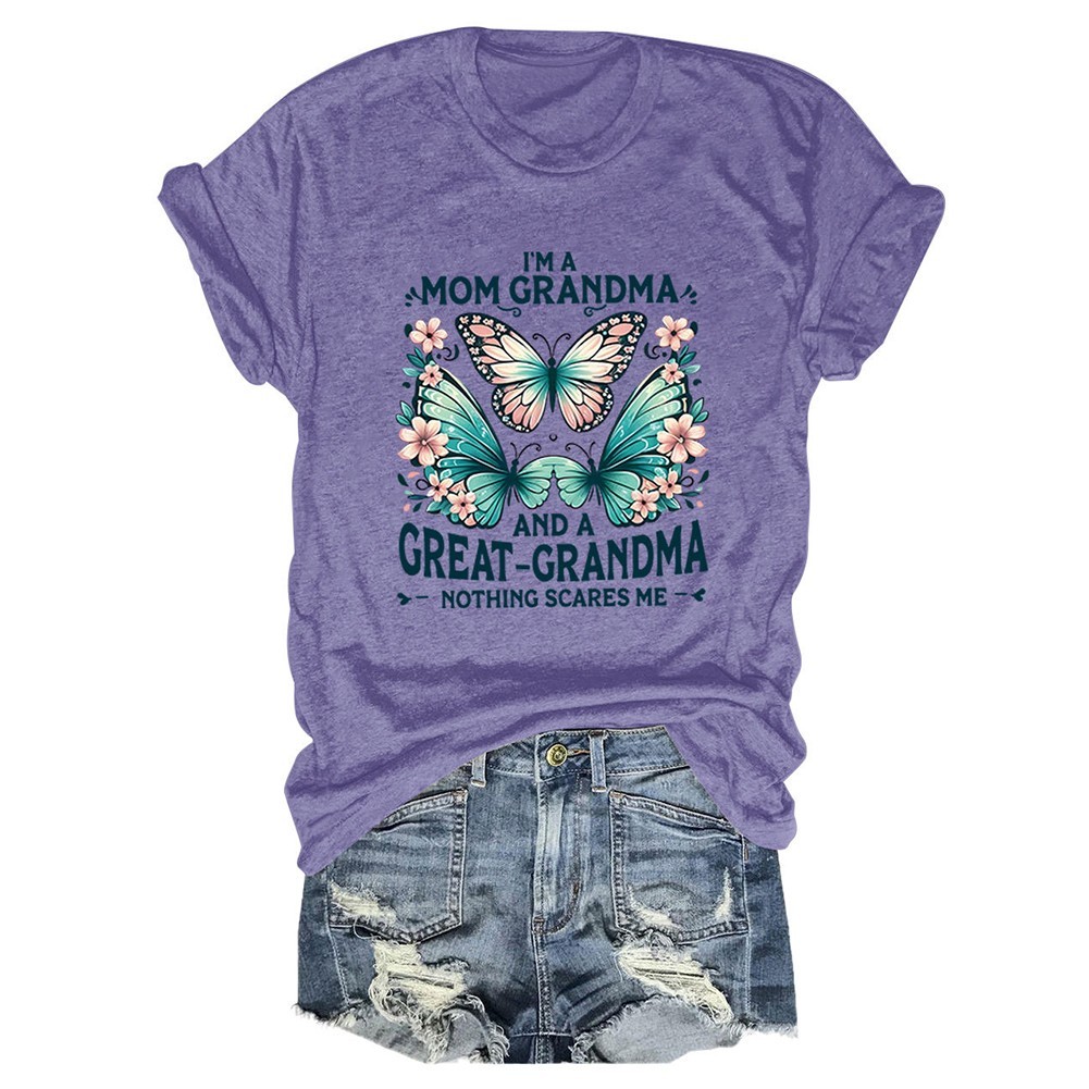 Colorful Women's Cotton TShirt with Butterfly Print for Summer Outings - Picture 75 of 107