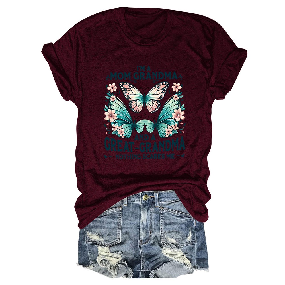 Colorful Women's Cotton TShirt with Butterfly Print for Summer Outings - Picture 51 of 107