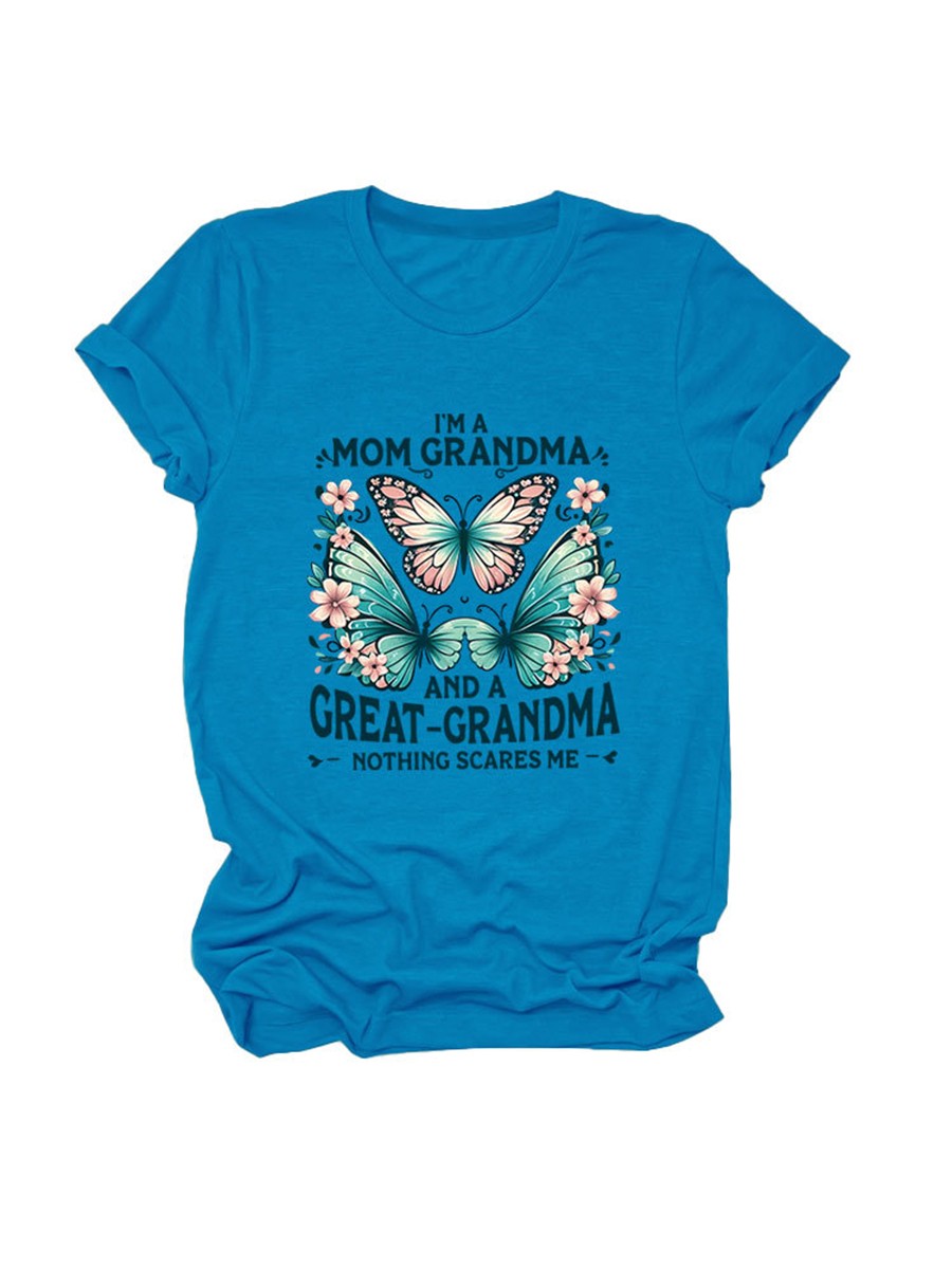Colorful Women's Cotton TShirt with Butterfly Print for Summer Outings - Picture 93 of 107