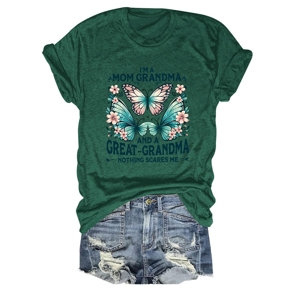 Colorful Women's Cotton TShirt with Butterfly Print for Summer Outings - Picture 63 of 107