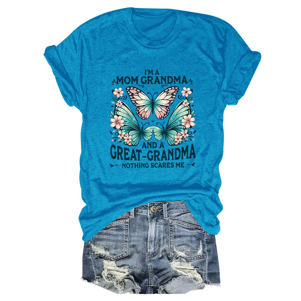 Colorful Women's Cotton TShirt with Butterfly Print for Summer Outings - Picture 95 of 107