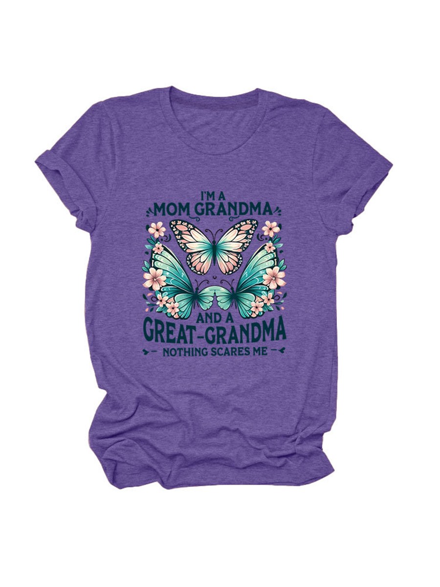 Colorful Women's Cotton TShirt with Butterfly Print for Summer Outings - Picture 73 of 107