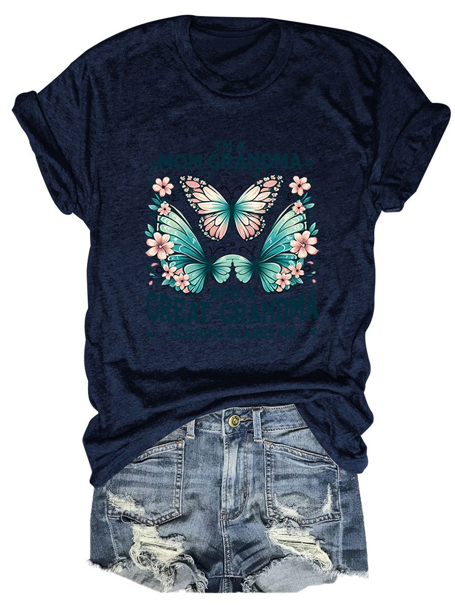 Colorful Women's Cotton TShirt with Butterfly Print for Summer Outings - Picture 70 of 107