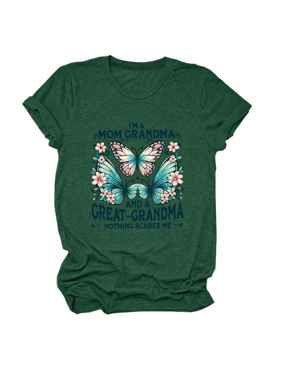 Colorful Women's Cotton TShirt with Butterfly Print for Summer Outings - Picture 61 of 107