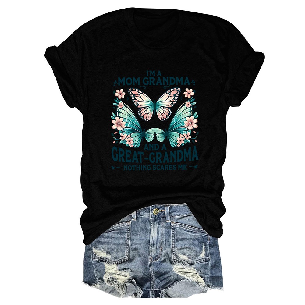 Colorful Women's Cotton TShirt with Butterfly Print for Summer Outings - Picture 59 of 107