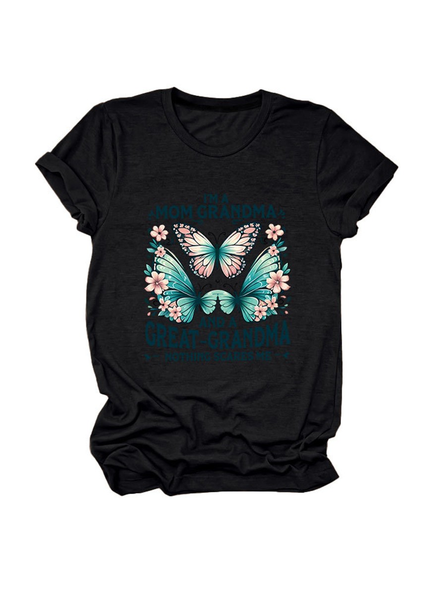 Colorful Women's Cotton TShirt with Butterfly Print for Summer Outings - Picture 57 of 107