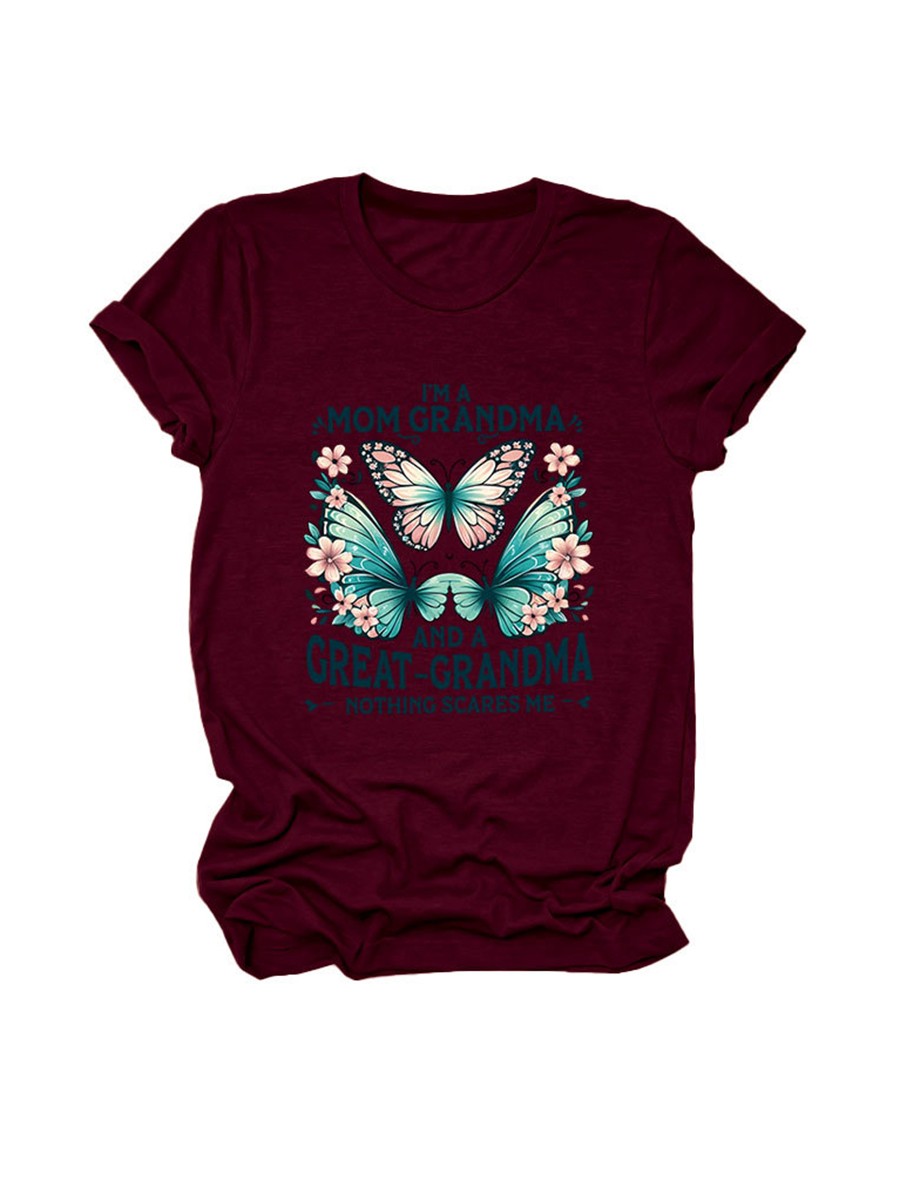 Colorful Women's Cotton TShirt with Butterfly Print for Summer Outings - Picture 49 of 107