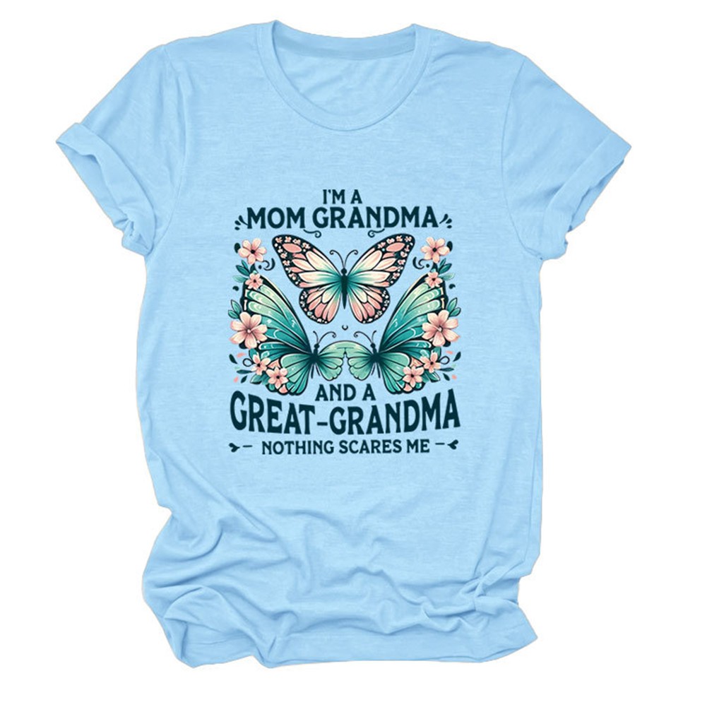 Colorful Women's Cotton TShirt with Butterfly Print for Summer Outings - Picture 76 of 107