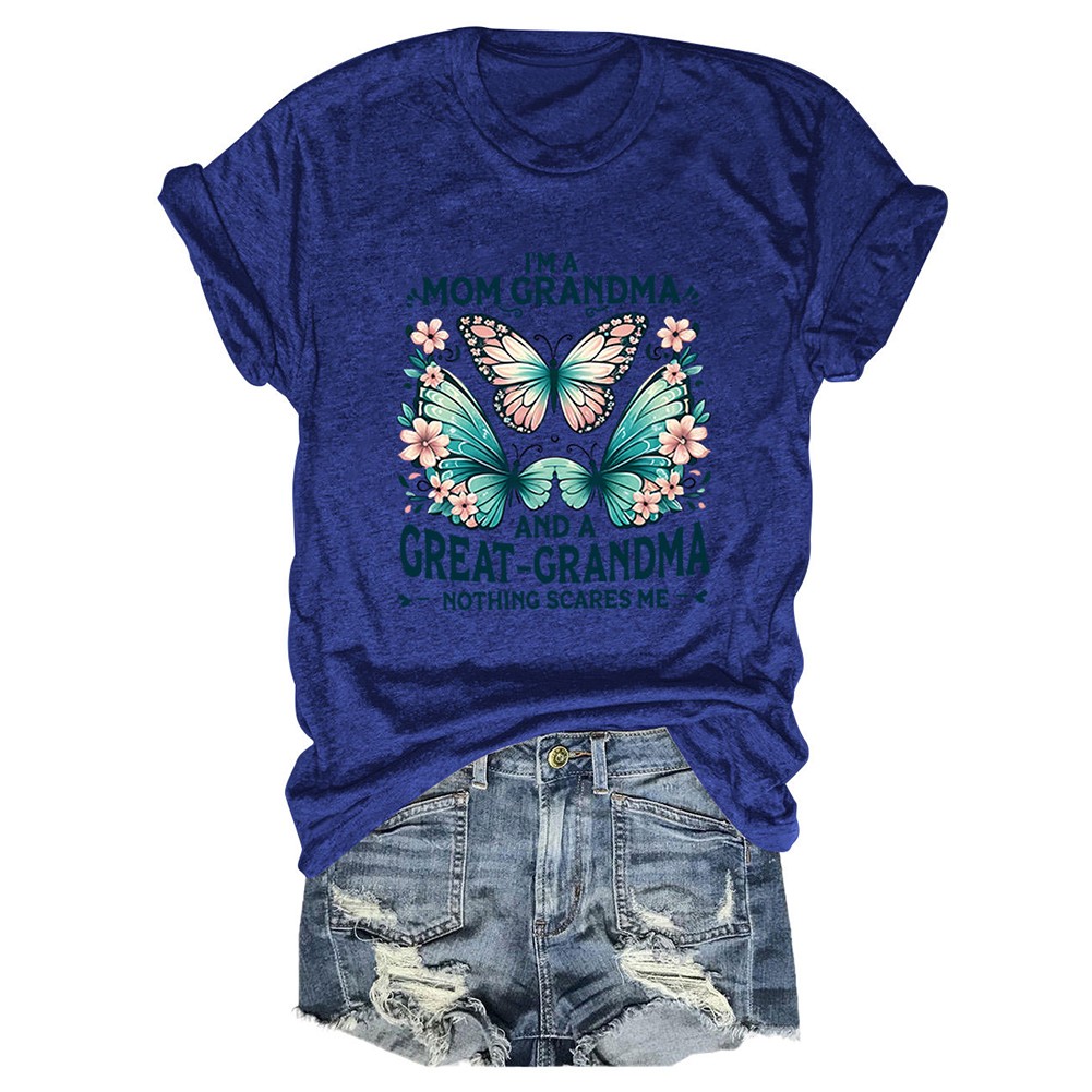 Colorful Women's Cotton TShirt with Butterfly Print for Summer Outings - Picture 67 of 107