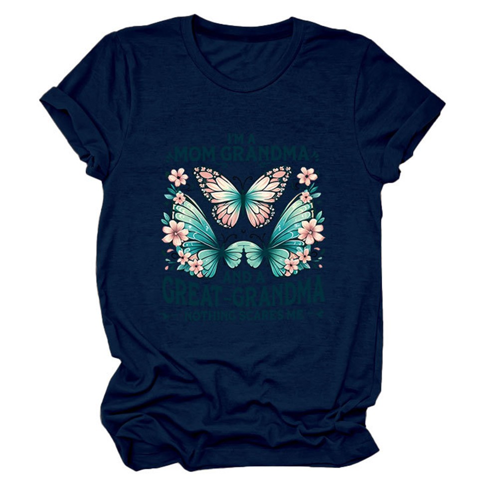 Colorful Women's Cotton TShirt with Butterfly Print for Summer Outings - Picture 68 of 107