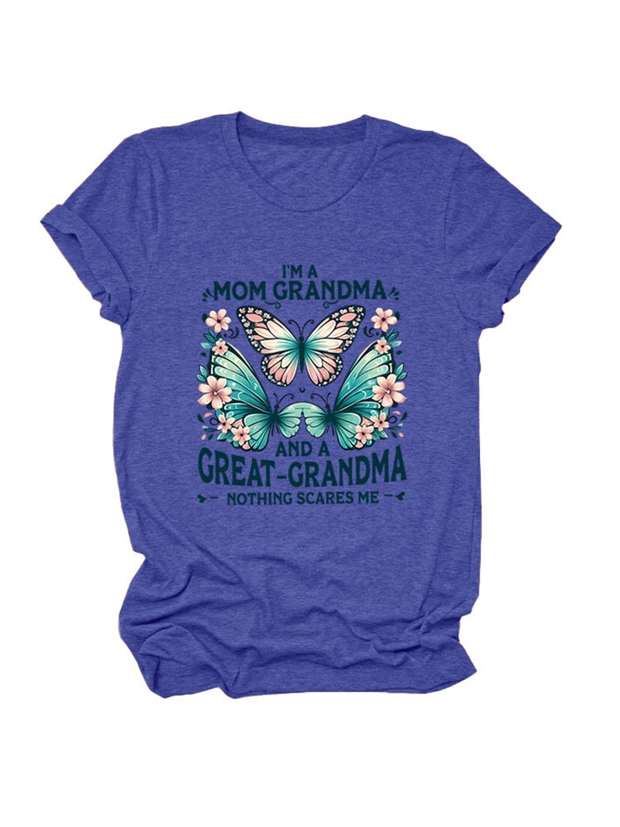 Colorful Women's Cotton TShirt with Butterfly Print for Summer Outings - Picture 65 of 107