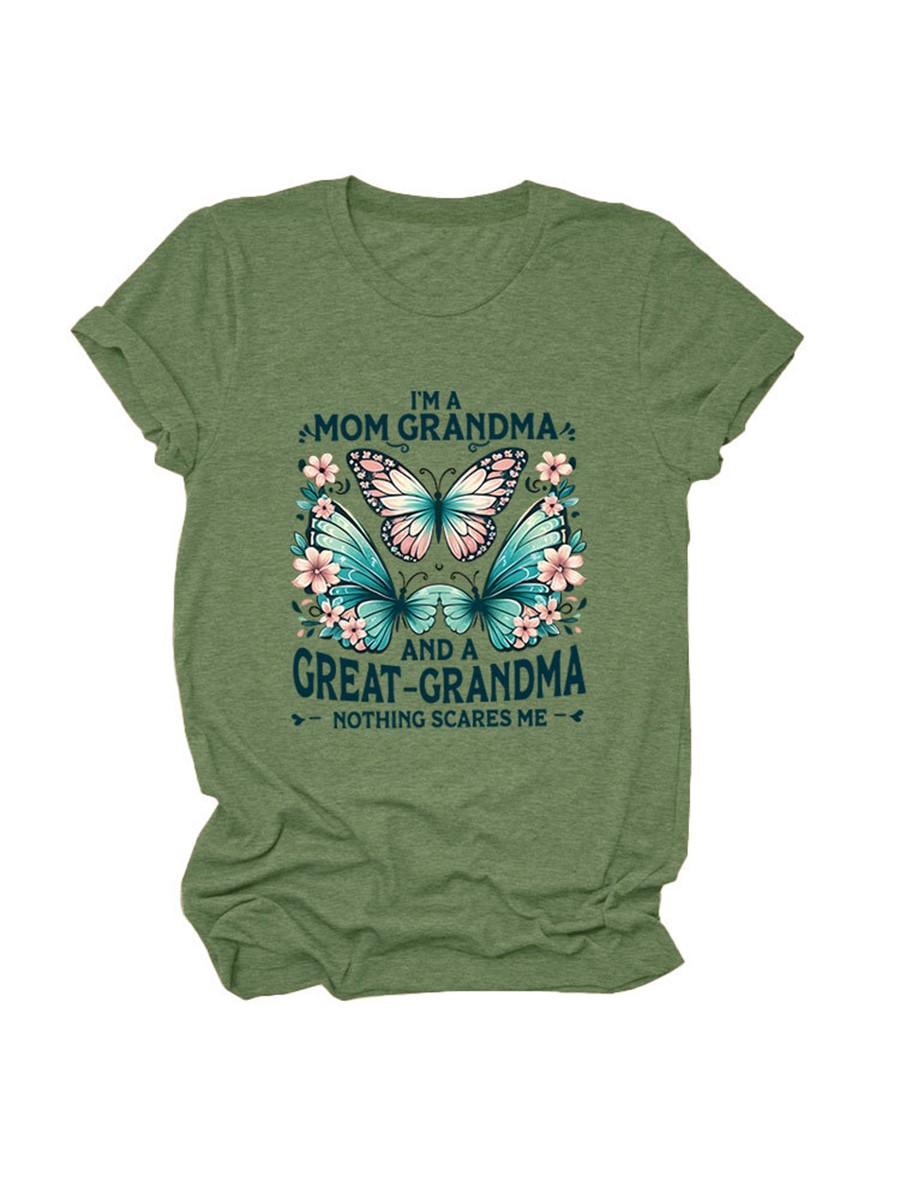 Colorful Women's Cotton TShirt with Butterfly Print for Summer Outings - Picture 101 of 107