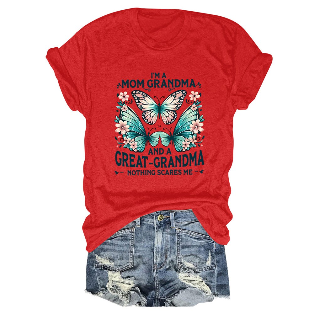 Colorful Women's Cotton TShirt with Butterfly Print for Summer Outings - Picture 99 of 107