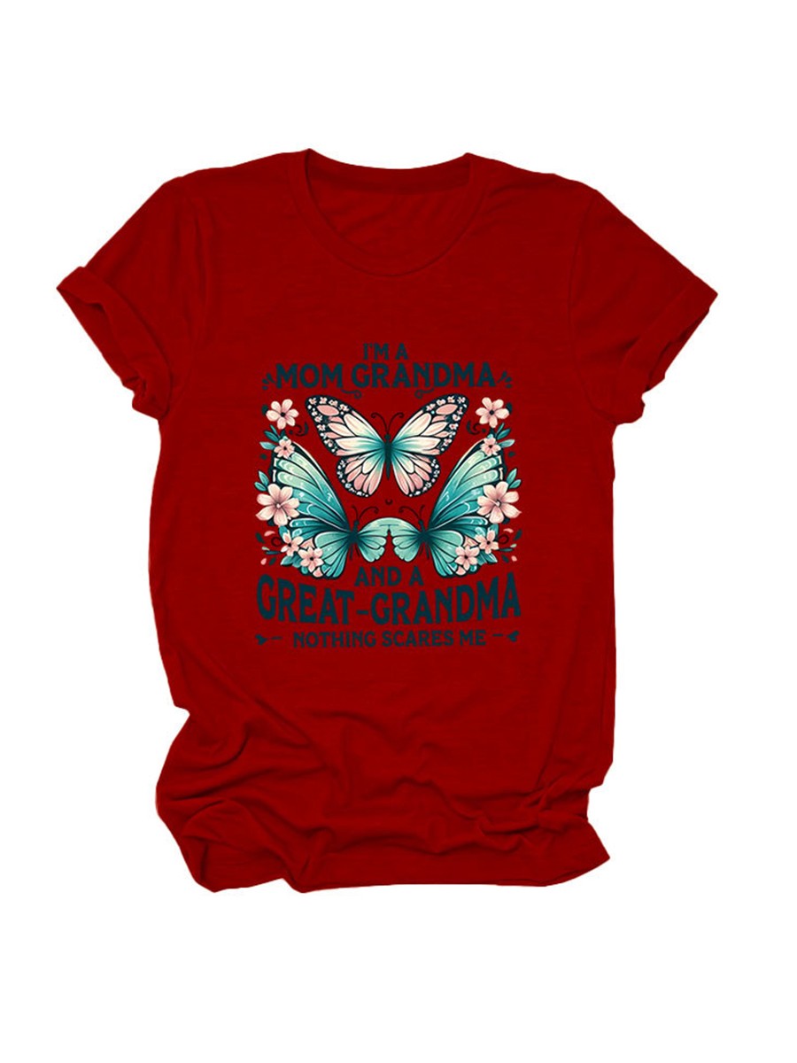 Colorful Women's Cotton TShirt with Butterfly Print for Summer Outings - Picture 97 of 107