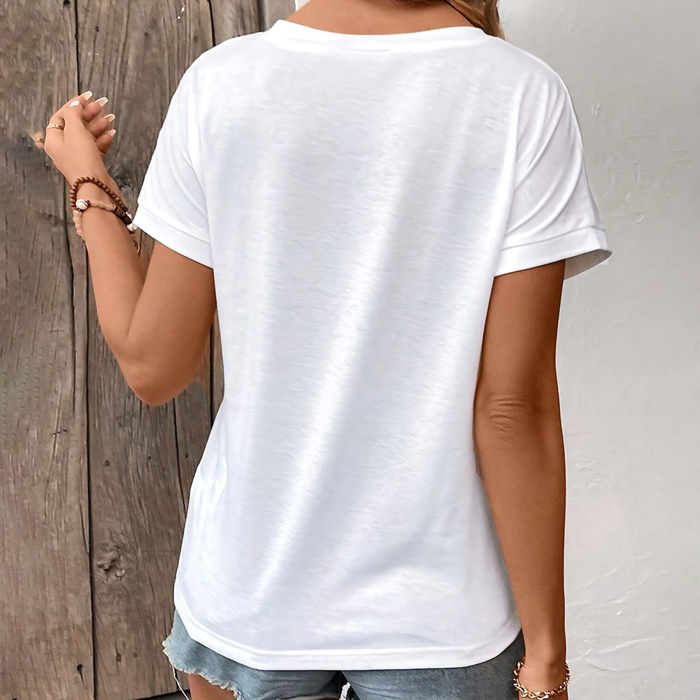 Casual Look Casual Gatherings Elegant Casual Tee Solid Color Top Casual Style - Picture 14 of 62