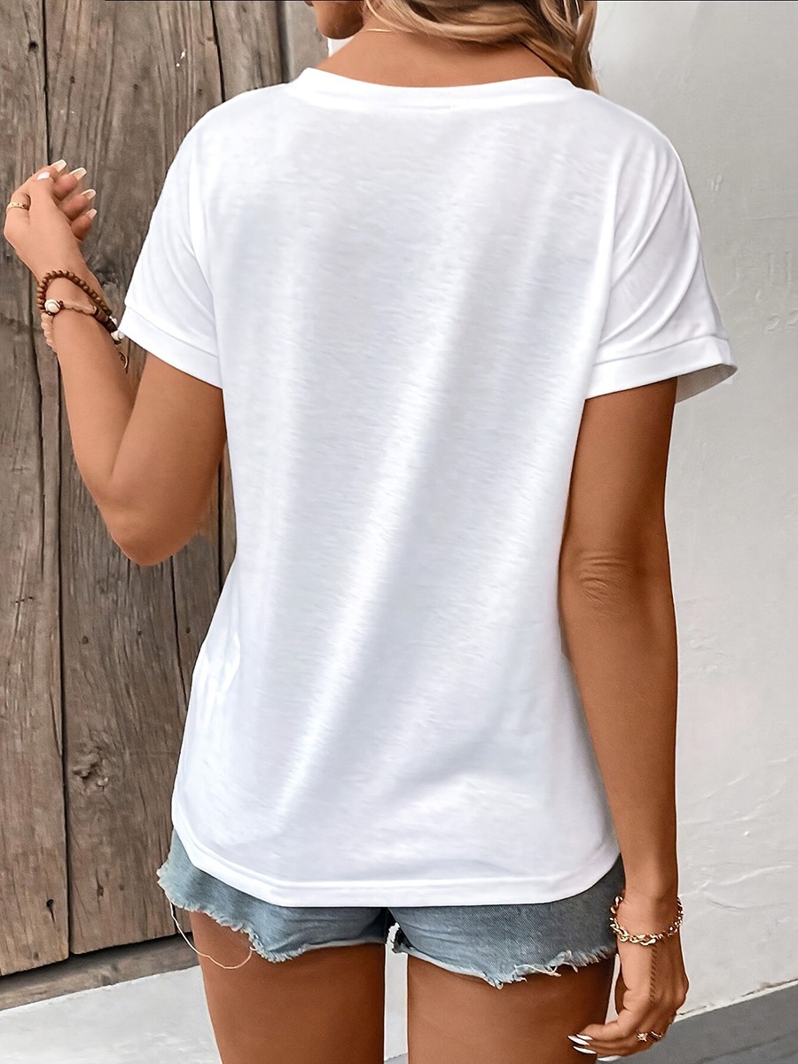 Casual Look Casual Gatherings Elegant Casual Tee Solid Color Top Casual Style - Picture 17 of 62