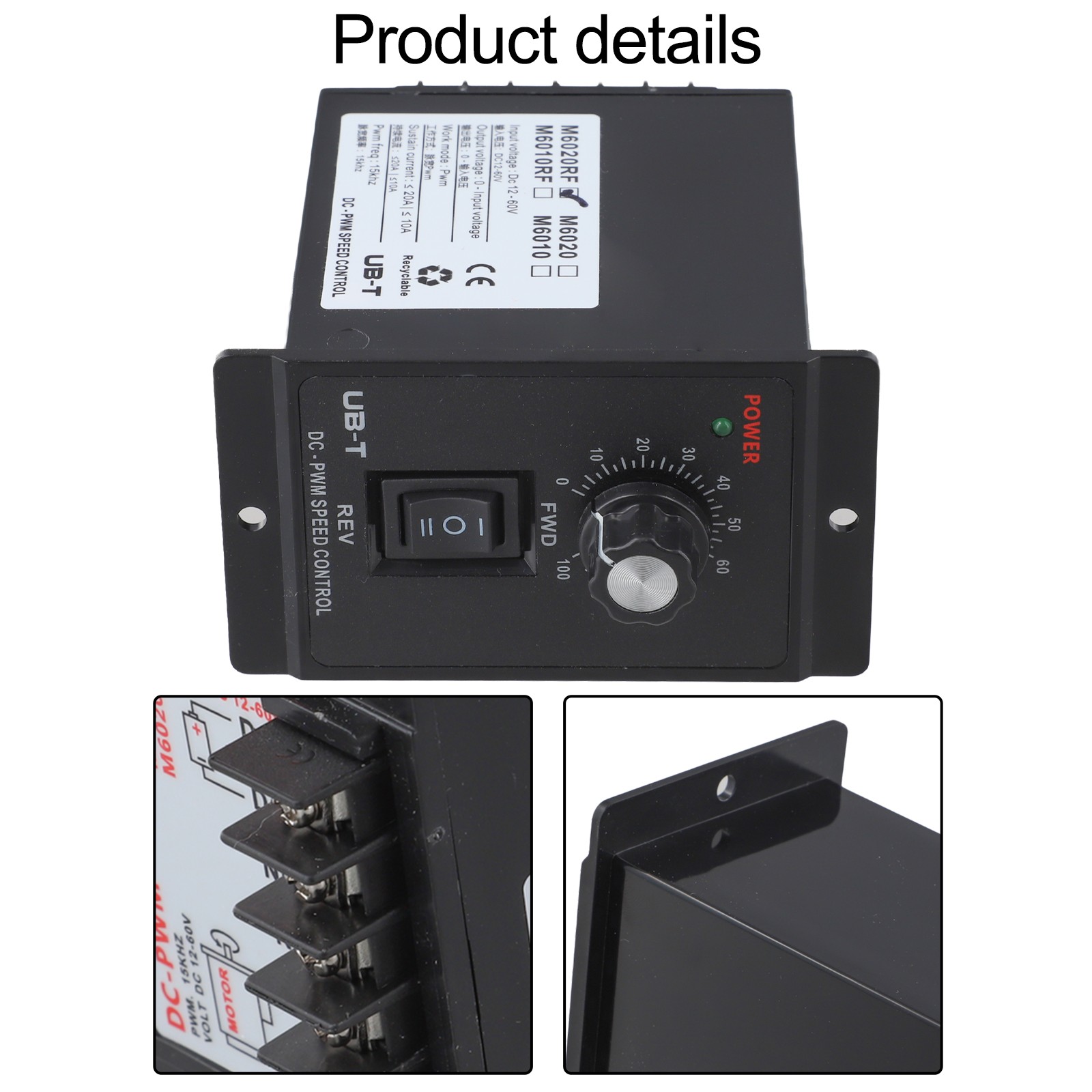 Regulador de velocidad de motor de CC de 20A para control PWM en aplicaciones de 12V 60V - Imagen 19 de 29