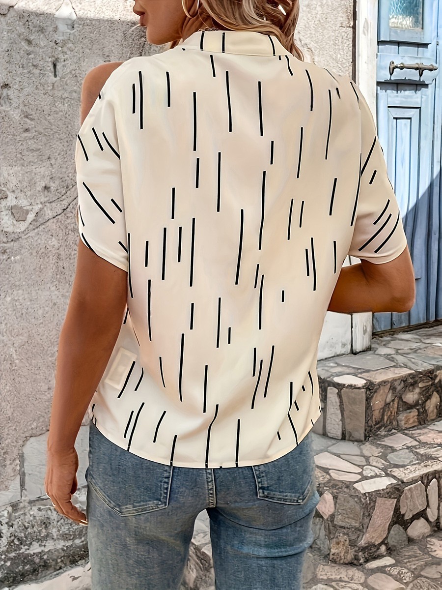 Fashionable Women's Printed Vneck Pleated Sleeve Shirt for Casual Wear - Picture 27 of 71