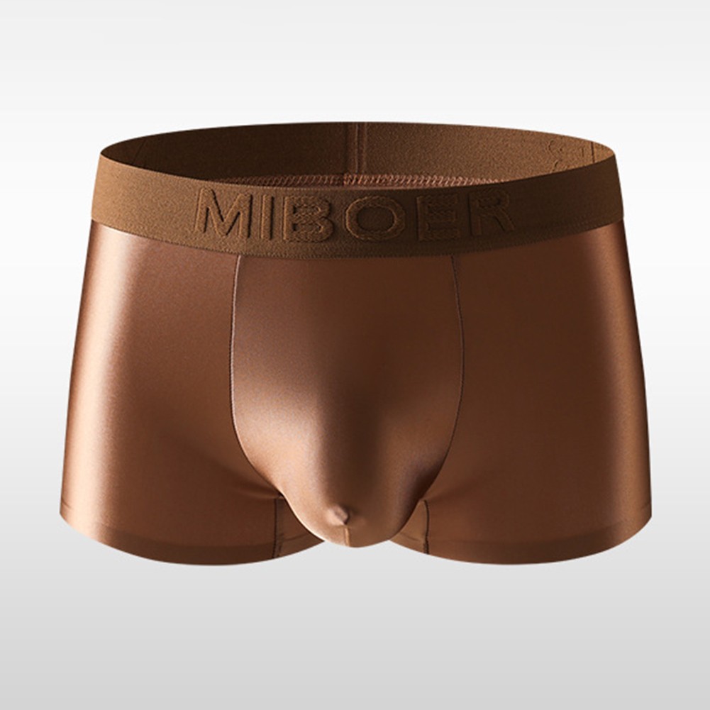 Calzoncillos boxer de satén de seda helada para hombre ropa interior lisa cómodo ajuste transpirable - Imagen 17 de 18