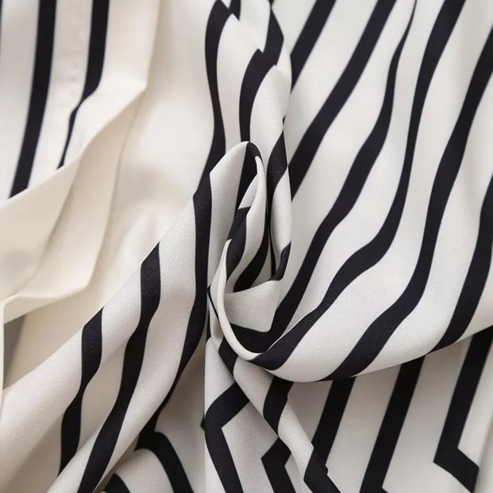Loose Fit Striped Shirt for Women with Buttonless Placket and Casual Elegance - Picture 22 of 53
