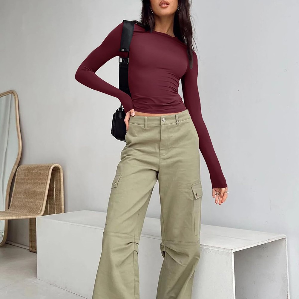 Comfortable Women's Long Sleeve Slim Fit T Shirt for Vacation and Daily - Picture 82 of 90