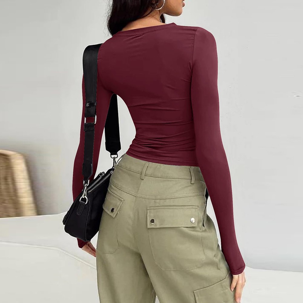 Comfortable Women's Long Sleeve Slim Fit T Shirt for Vacation and Daily - Picture 81 of 90